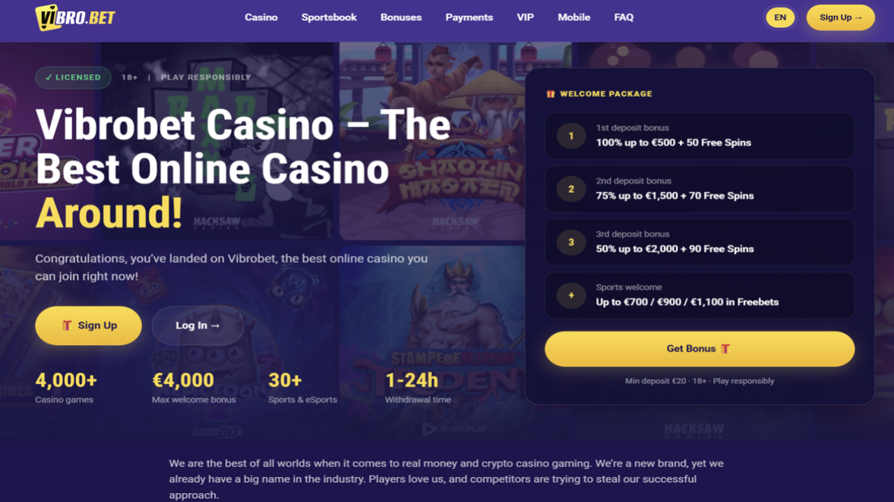 Vibrobet Casino website